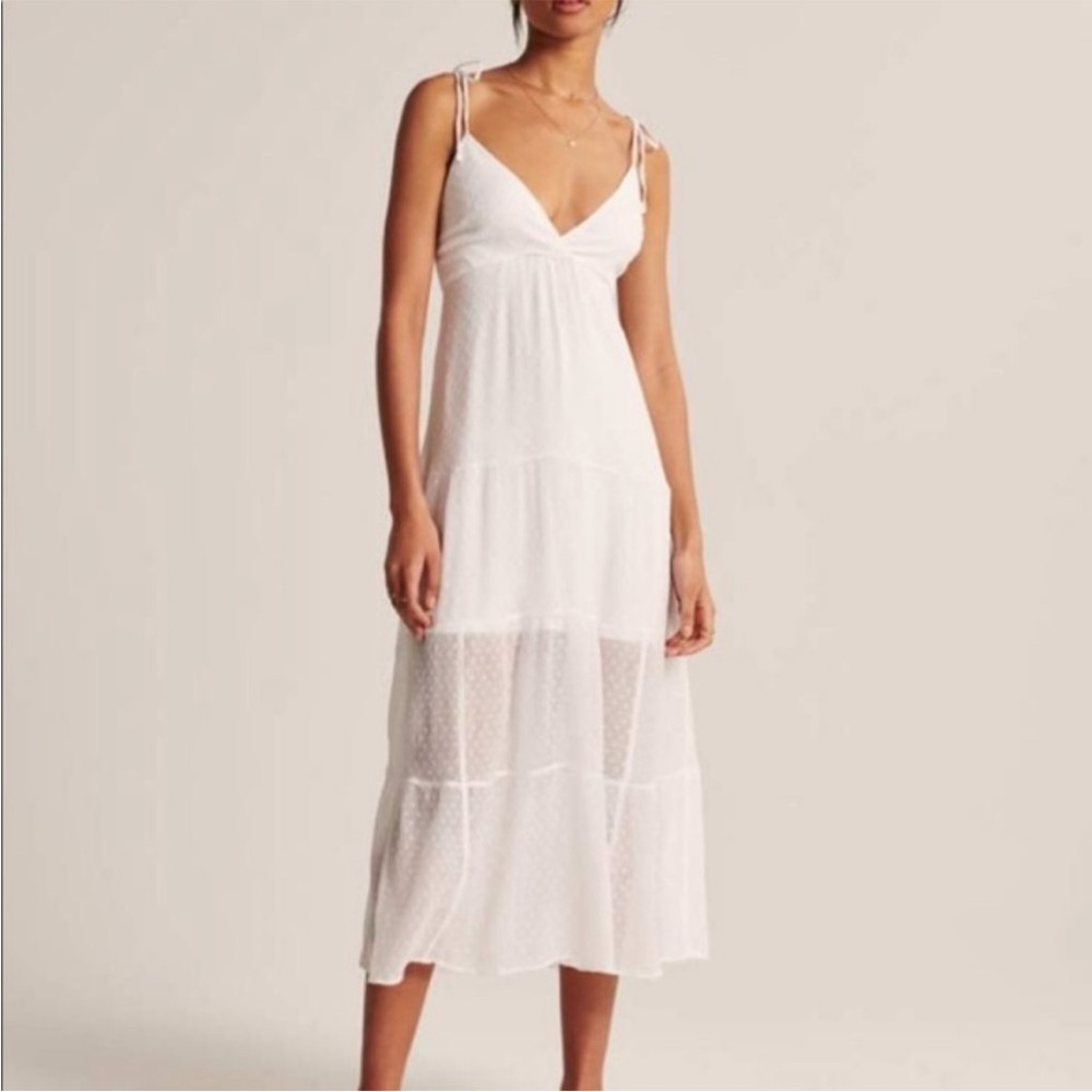 Abercrombie & Fitch sundress dress, white, dot pattern, Small
